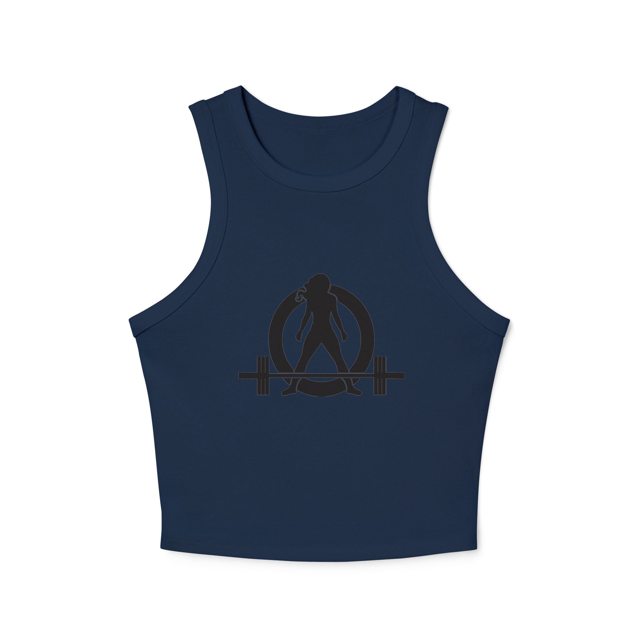 Chic Women's Micro Rib Tank Top, Casual Summer Top, Workout Tank, Layering Piece, Activewear, Relaxed Fit - Black Logo