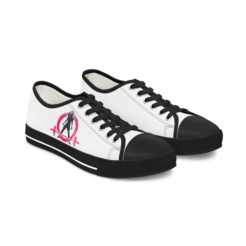 Women's Low Top Sneakers - Classic Color Distressed Logo