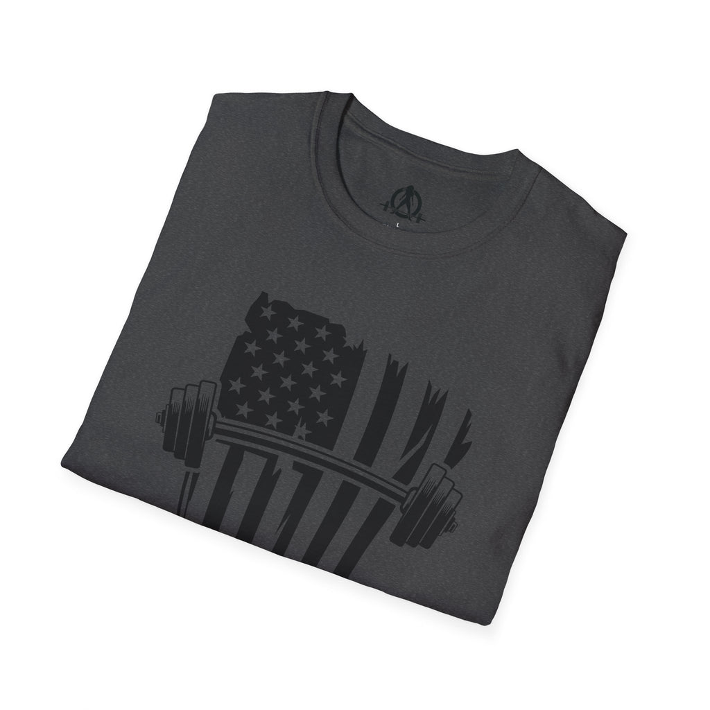 USA Barbell  - Unisex Softstyle T-Shirt - Black Logo - Plain Back