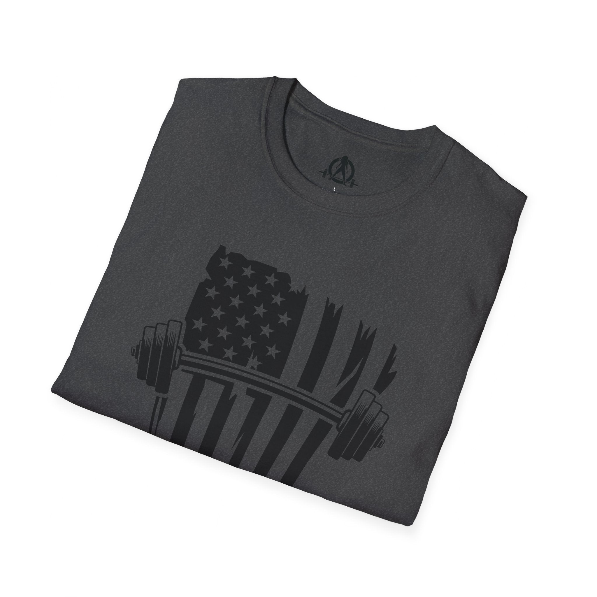 USA Barbell  - Unisex Softstyle T-Shirt - Black Logo - Plain Back