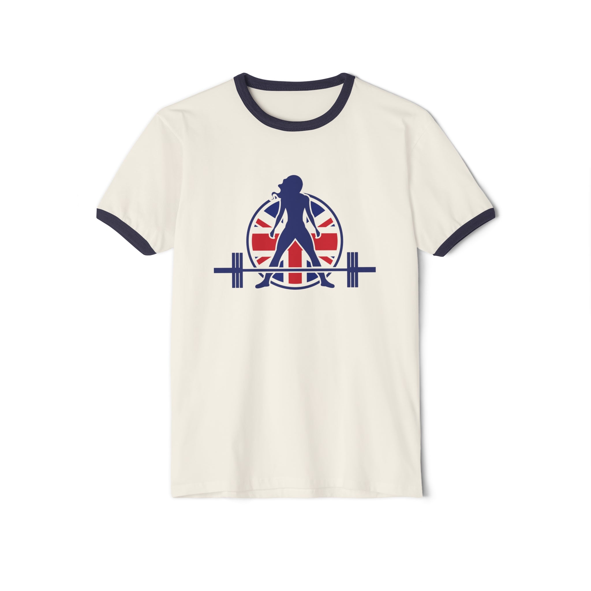 UK Collection - Unisex Cotton Ringer T-Shirt - Front Logo Front Plain Back