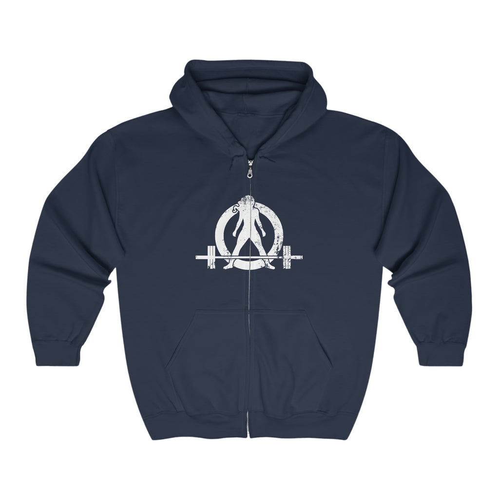 Kick Your Ass - Unisex Heavy Blend™ Full Zip Hooded Sweatshirt - Distressed Logo