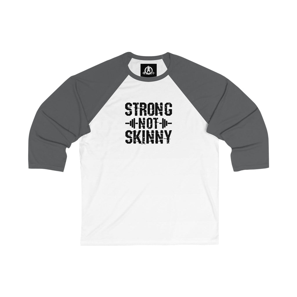 Strong Not Skinny – 3/4 Sleeve Baseball Tee (Black Logo)