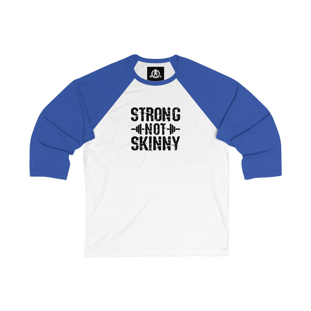 Strong Not Skinny – 3/4 Sleeve Baseball Tee (Black Logo)