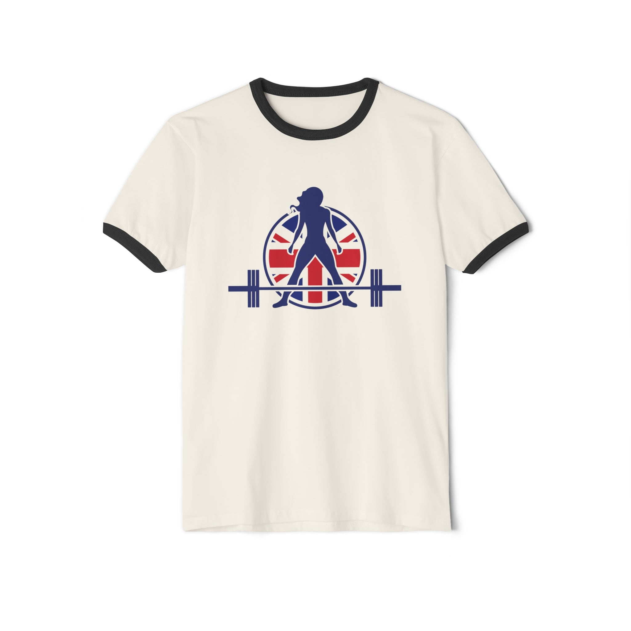 UK Collection - Unisex Cotton Ringer T-Shirt - Front Logo Front Plain Back