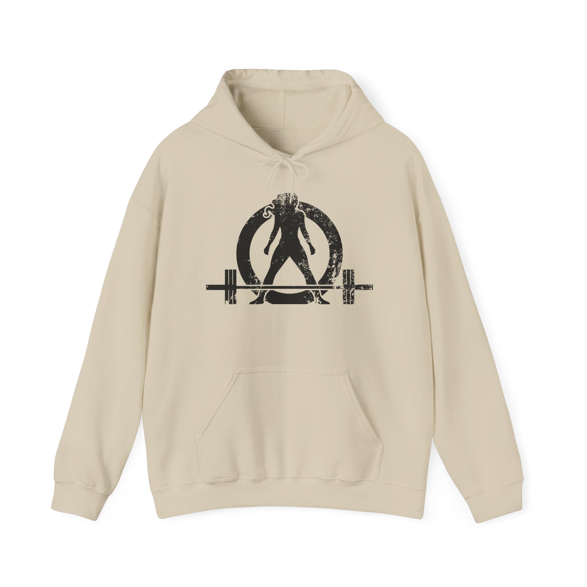 Distressed Black Logo - Plain Back - Unisex Heavy Blend Hooded Sweatshirt