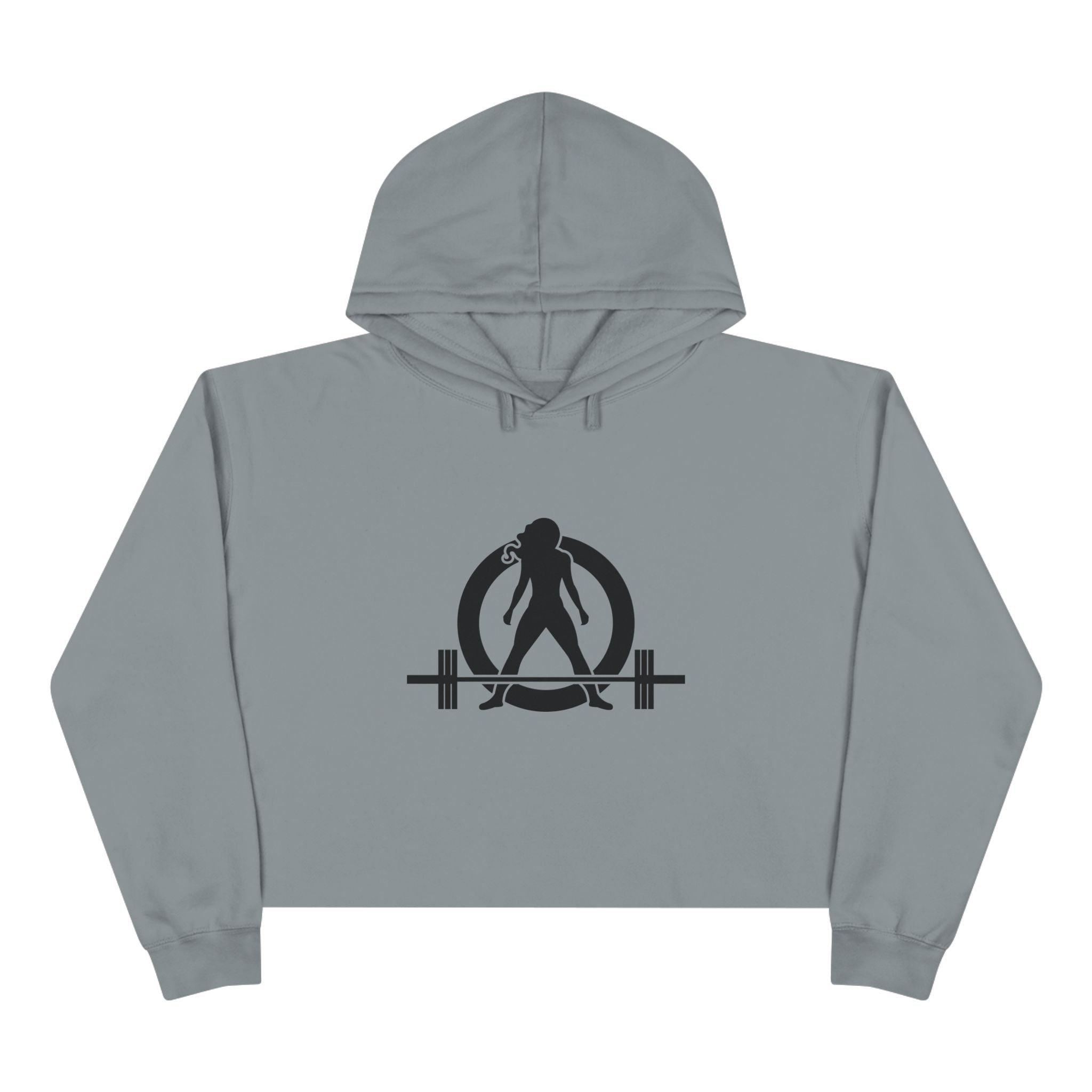 Empowered Crop Hoodie – For Strong Women Who Lift - Black Classic Logo