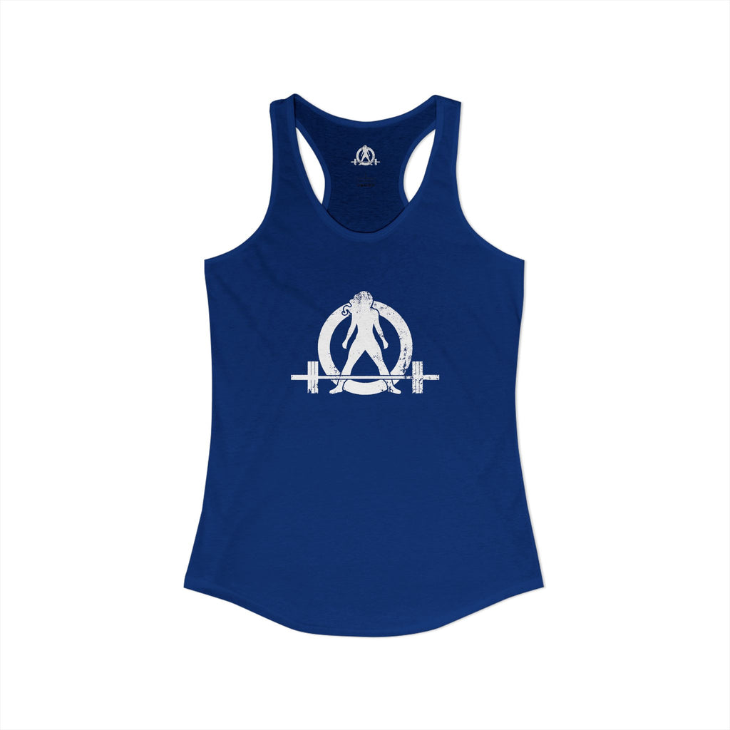 I Could Deadlift You - Women's Ideal Racerback Tank - White Logo - Front & Back Print