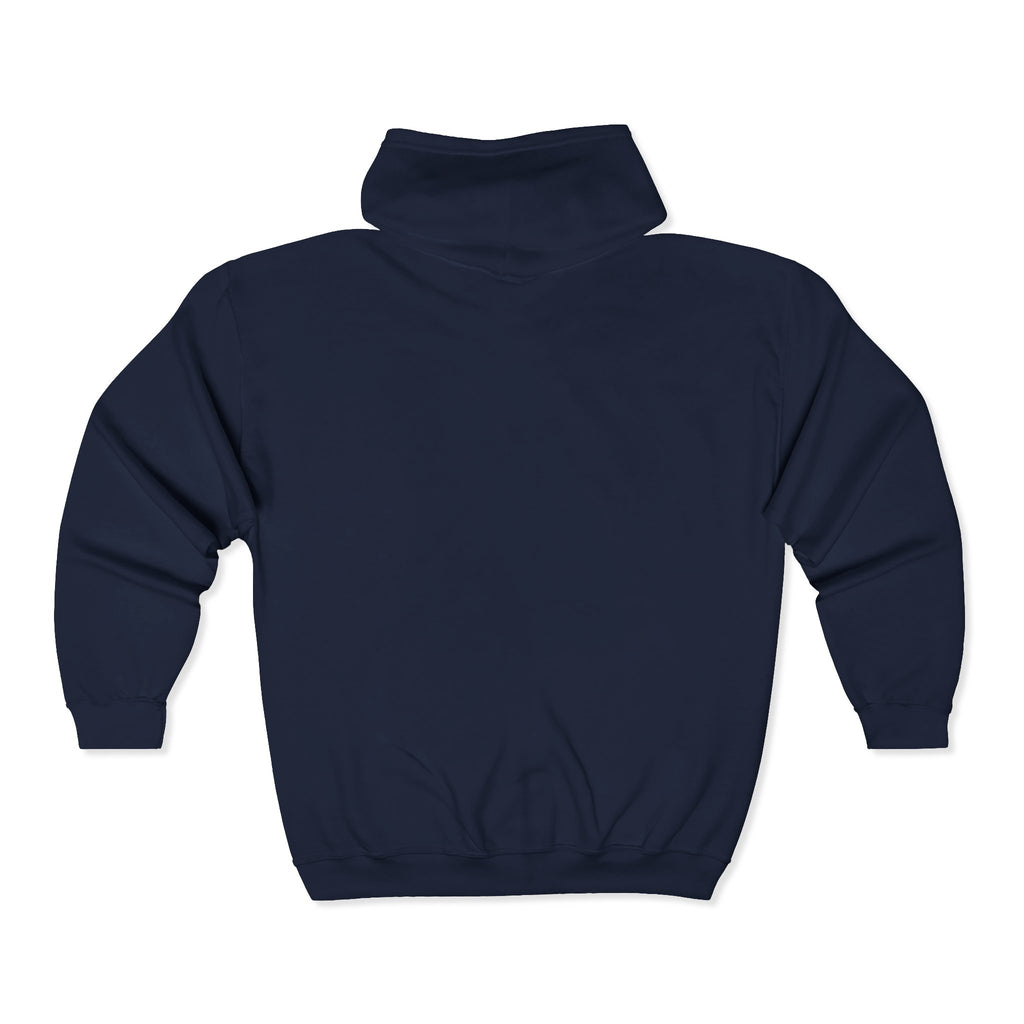 Unisex Heavy Blend™ Full Zip Hooded Sweatshirt - Distressed White Logo