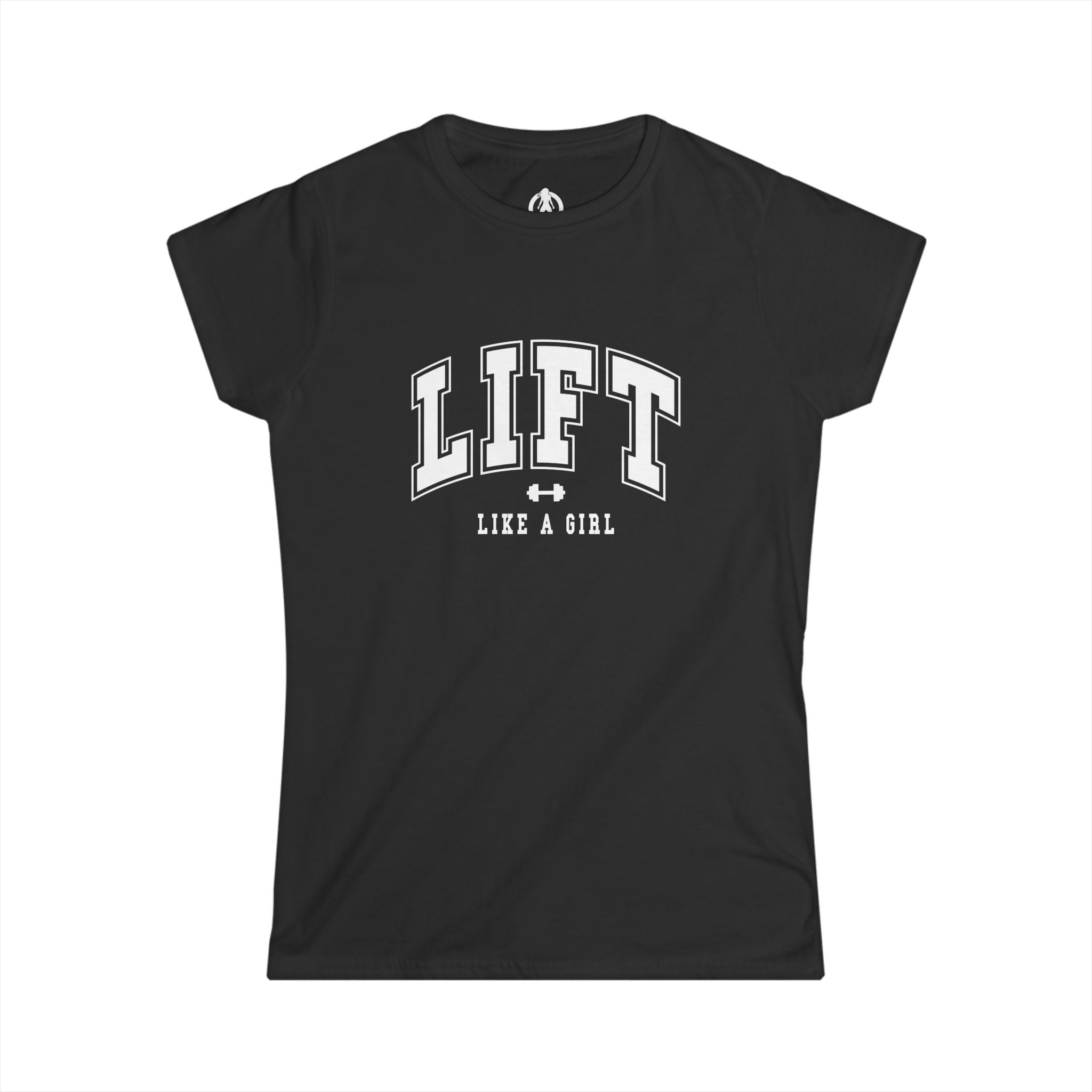 Lift Like A Girl - Women's Softstyle Tee - White Logo Main Front & Back