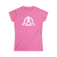 I DON'T WANT TO LOOK SKINNY I WANT TO LOOK LIKE I CAN KICK YOUR ASS - Women's Softstyle Tee - Distressed White Logo