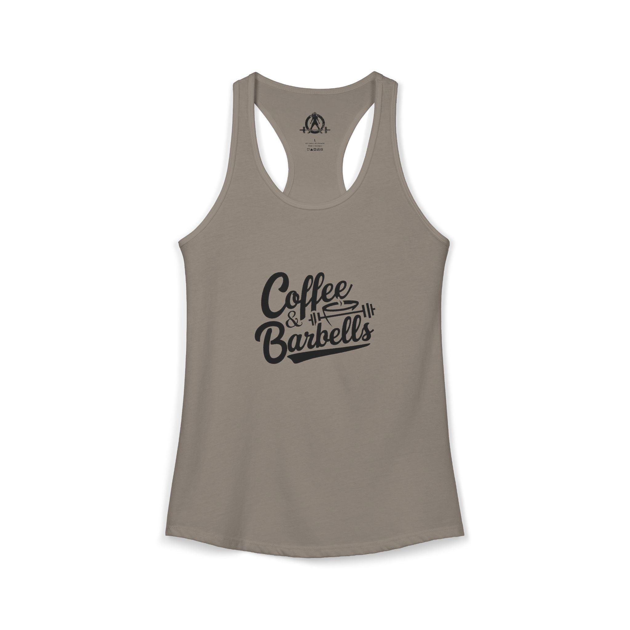 Coffee & Barbells - Women's Ideal Racerback Tank - Black Logo Plain Back