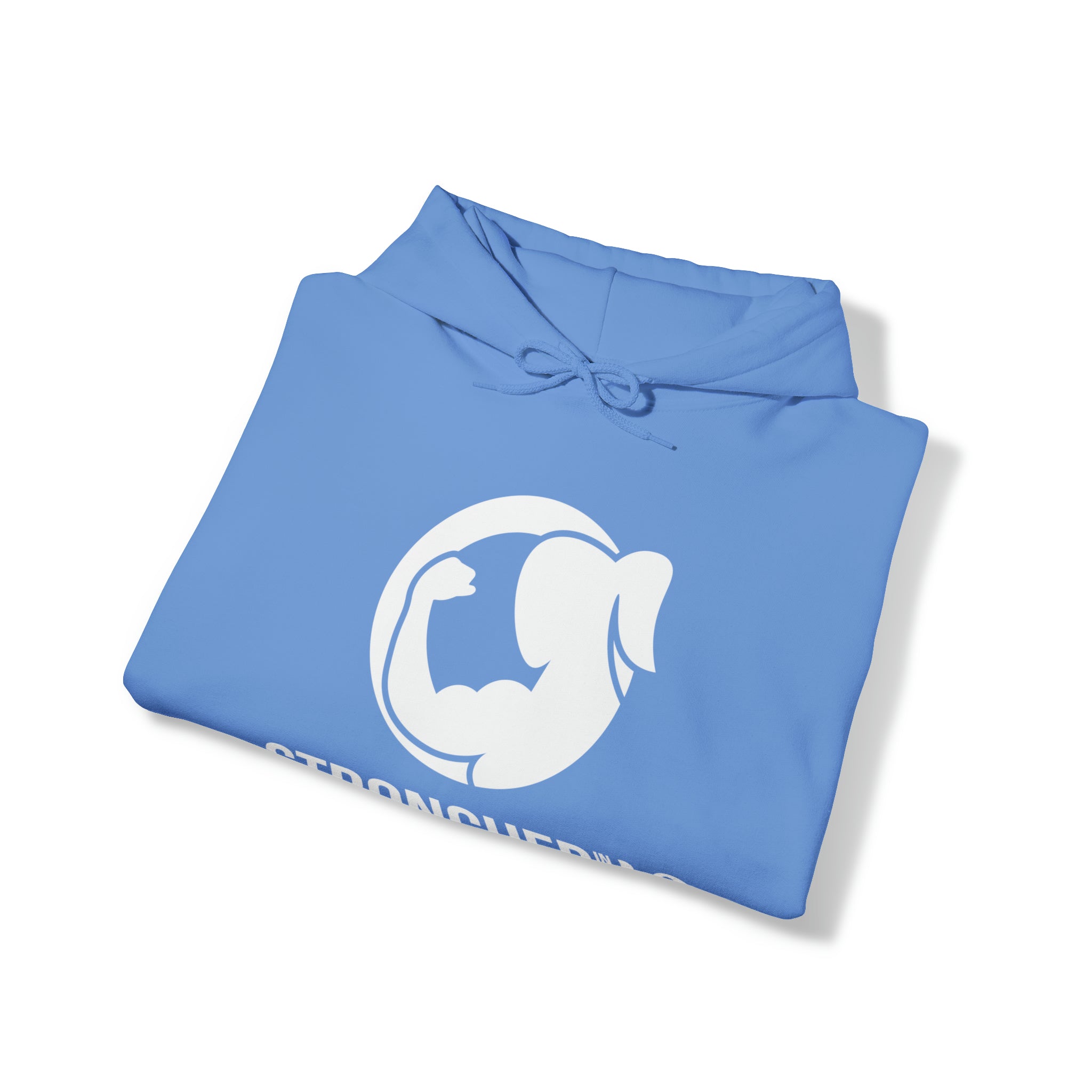 Strong Her in 42 - Classic Logo White - Unisex Heavy Blend Hooded Sweatshirt