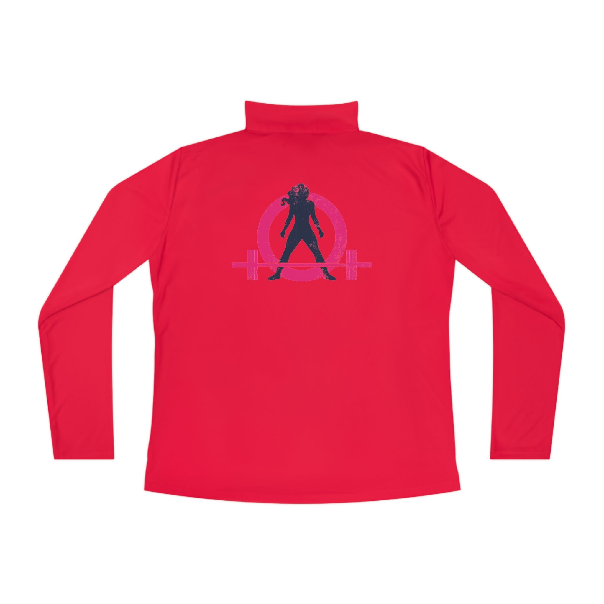 Ladies Quarter-Zip Pullover - White Distressed Logo