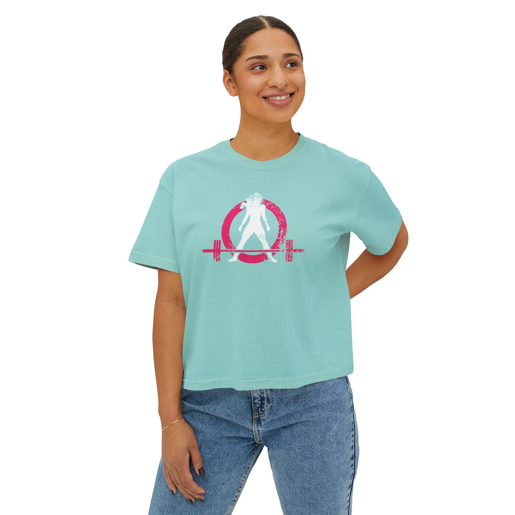 Women's Boxy Tee - Color Distressed Inverted Logo Front