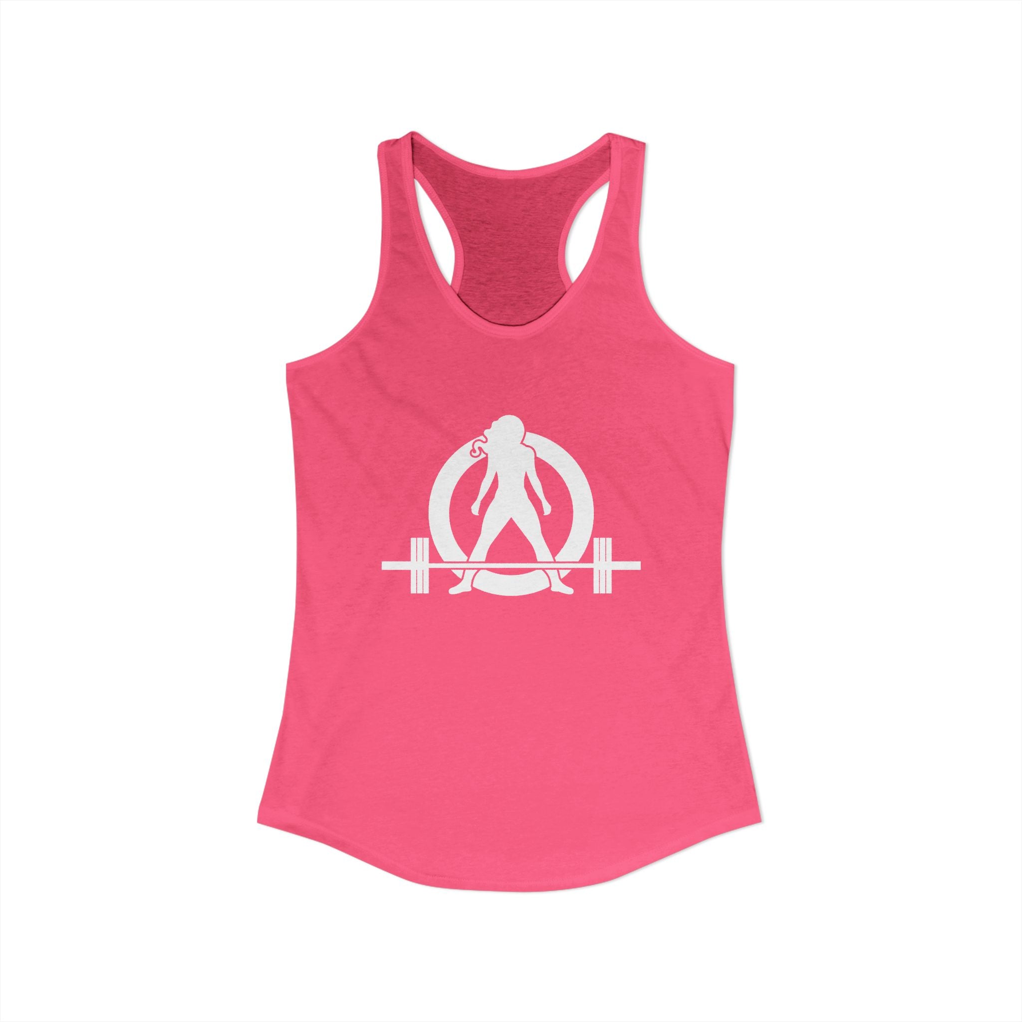 Lift Heavy - Run Fast - Racer Back Tank Top - Women's Ideal Racerback Tank (White Front & Back Logo)