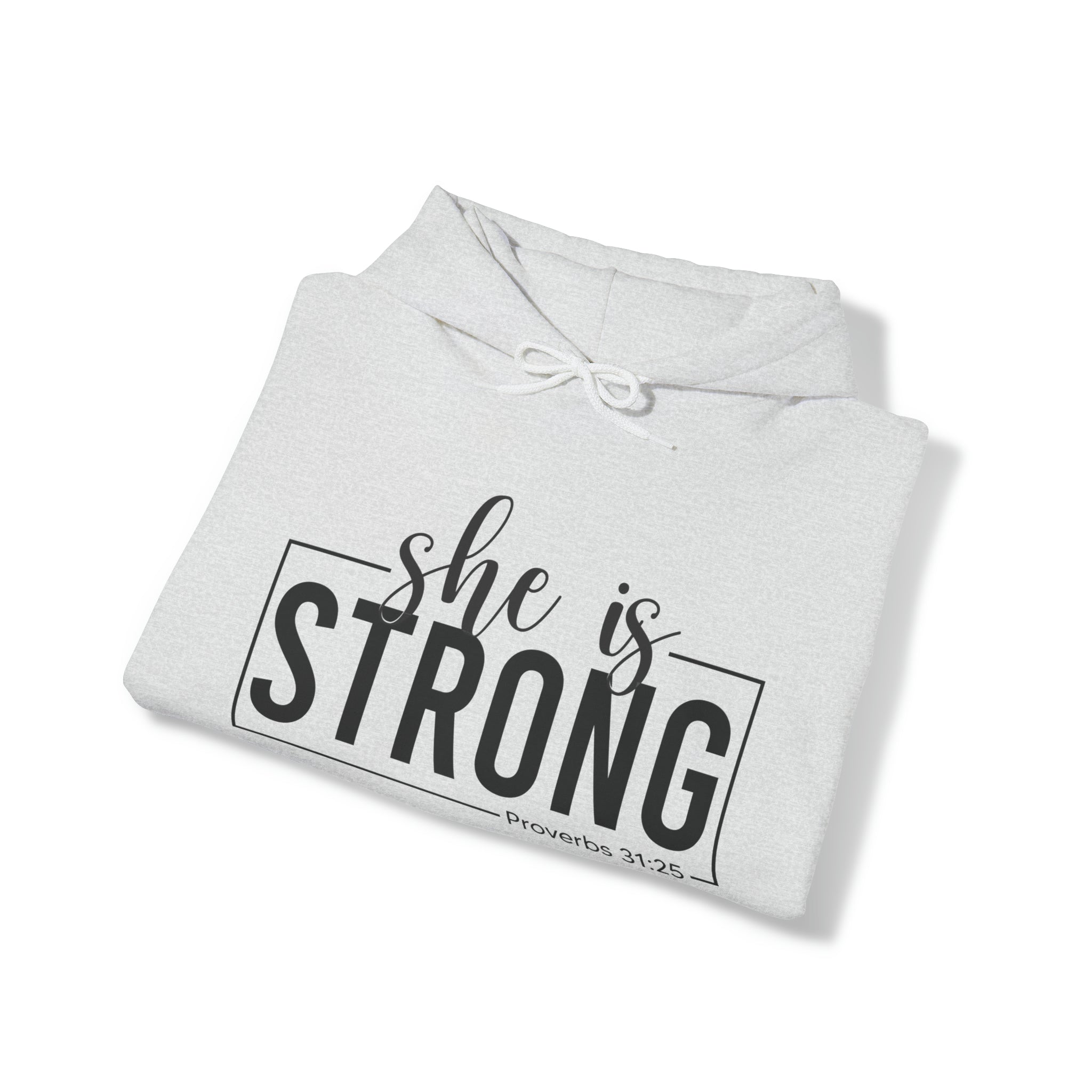 She is Strong - Unisex Heavy Blend Hooded Sweatshirt - Dark Logo - Plain Back