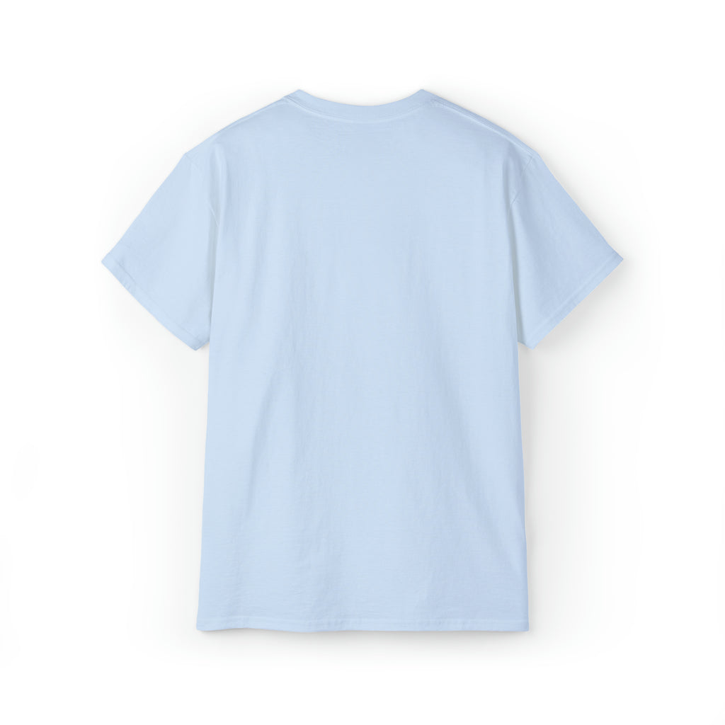 Unisex Ultra Cotton Tee - Classic White Logo - Plain Back