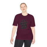 Lift Heavy Run Fast - Unisex Moisture Wicking Tee - Black Logo