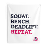 Squat Bench Deadlift Repeat - Indoor Wall Tapestries - White