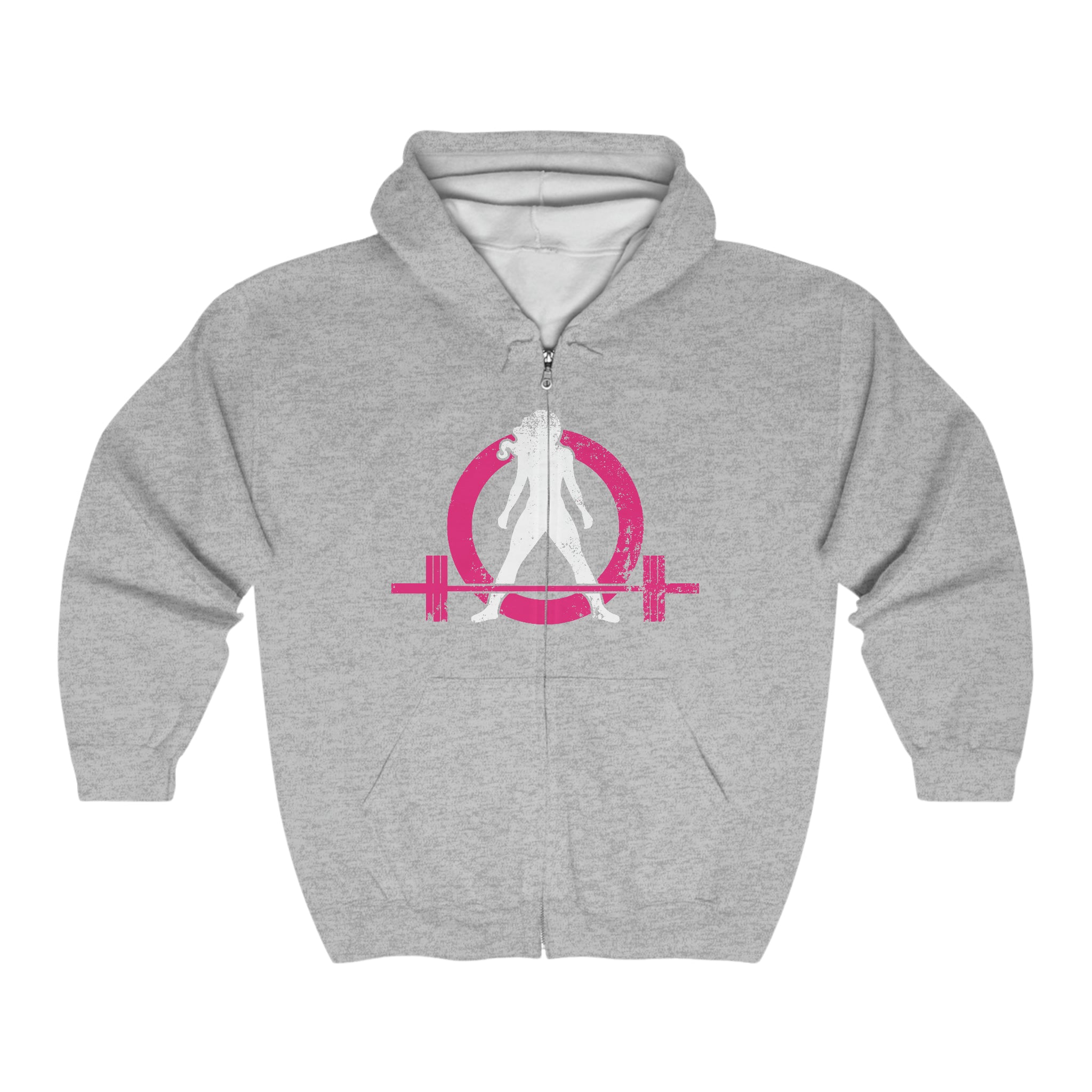 Distressed Logo - Unisex Heavy Blend™ Full Zip Hooded Sweatshirt - Color Inverted Logo