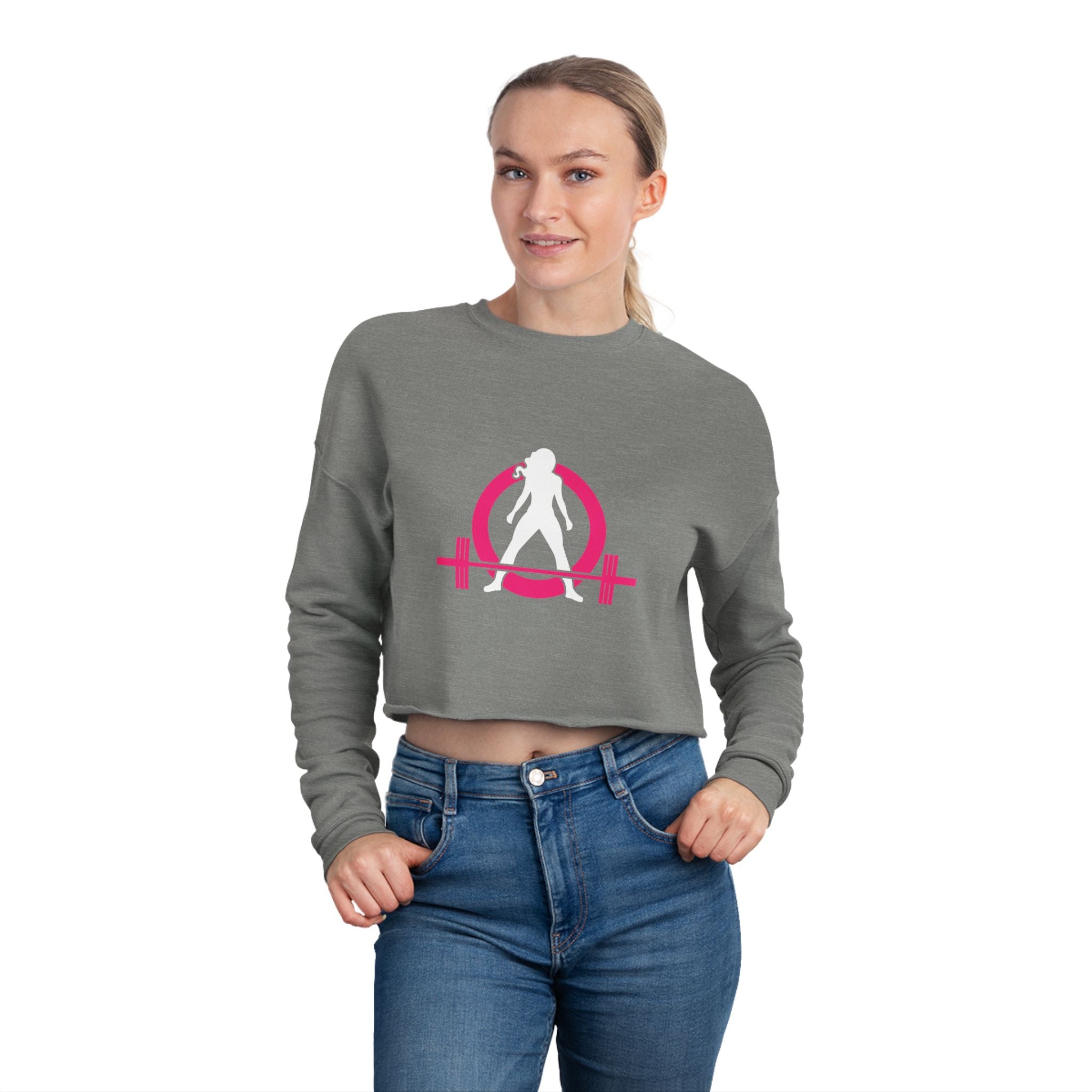 Women's Cropped Sweatshirt - Classic Logo - Plain Back