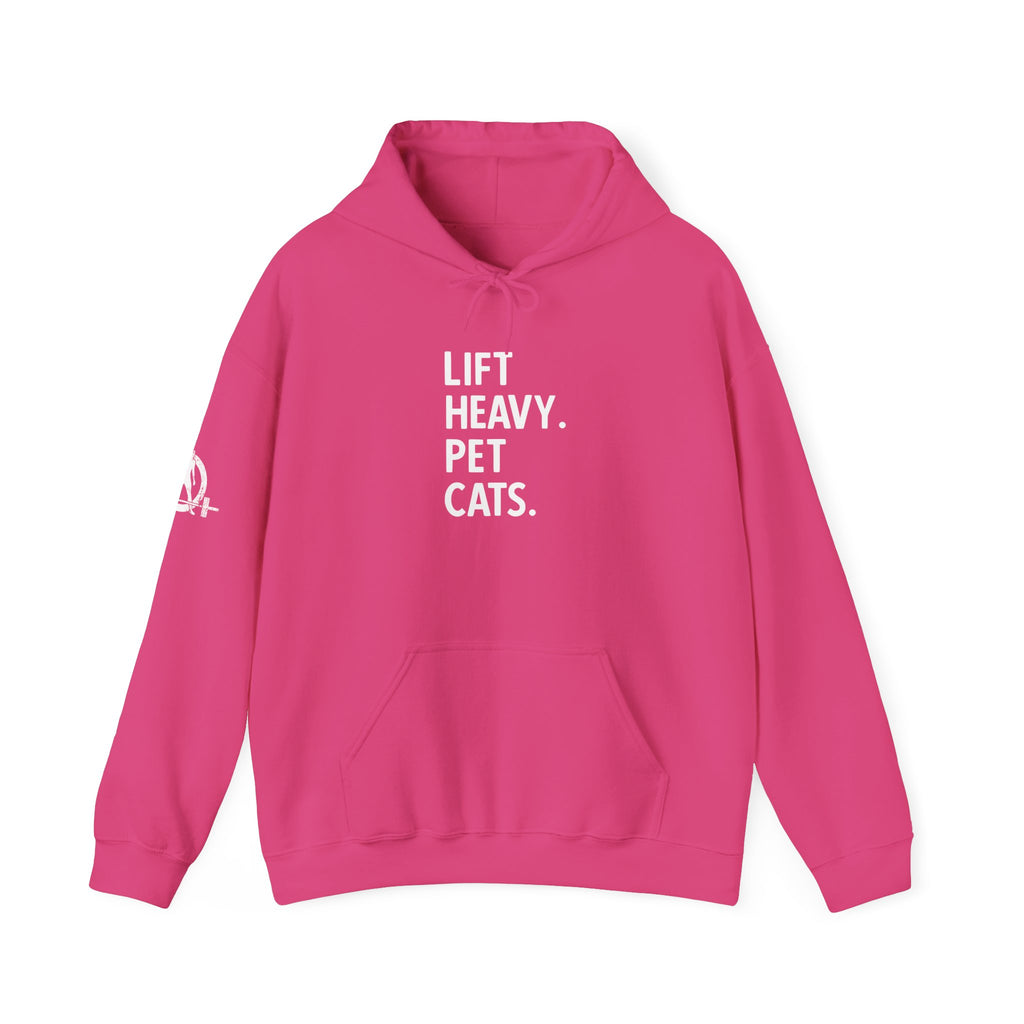 Lift Heavy Pet Cats - Unisex Heavy Blend Hooded Sweatshirt - White Logo