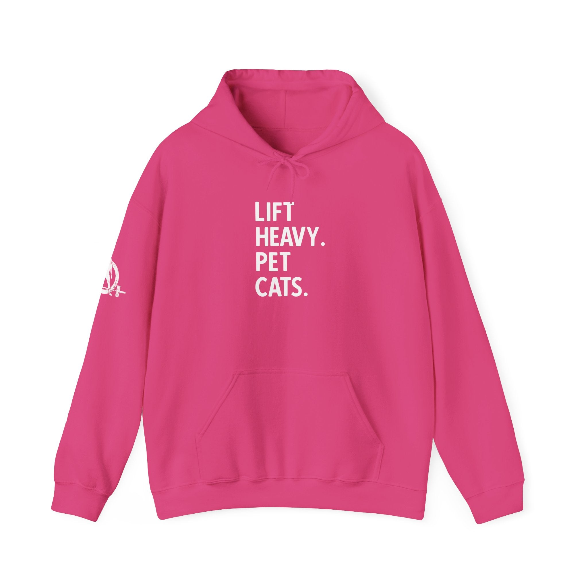 Lift Heavy Pet Cats - Unisex Heavy Blend Hooded Sweatshirt - White Logo
