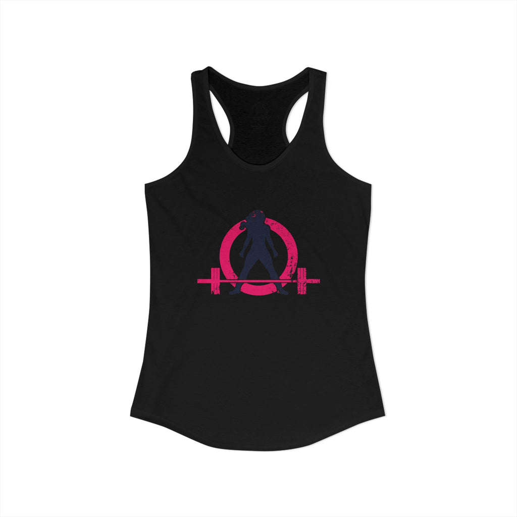 Distressed - Simple - Women's Ideal Racerback Tank - Color Inverted Logo Front - Plain Back
