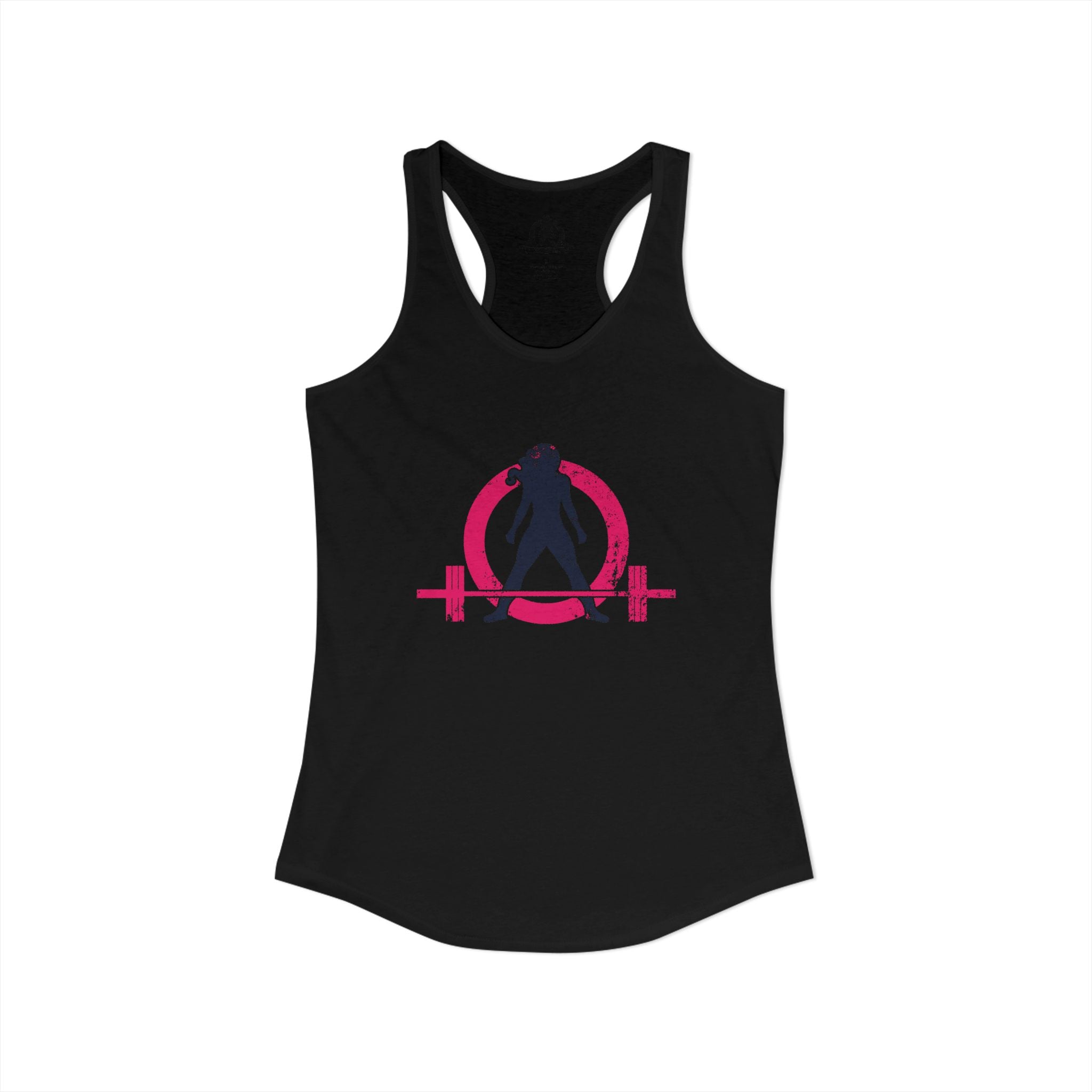 Distressed - Simple - Women's Ideal Racerback Tank - Color Inverted Logo Front - Plain Back