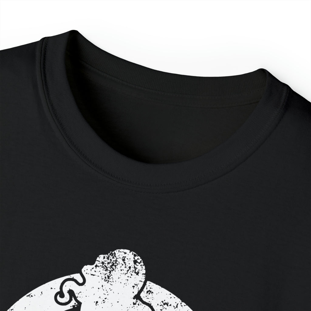 Unisex Ultra Cotton Tee - Distressed White Logo - Plain Back