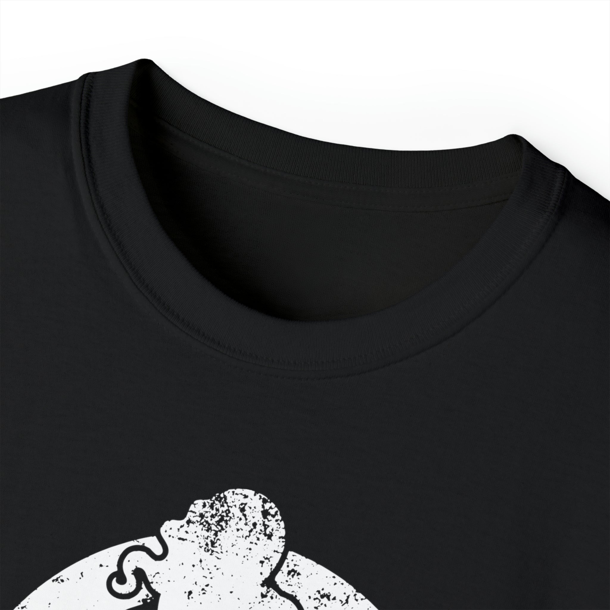 Unisex Ultra Cotton Tee - Distressed White Logo - Plain Back