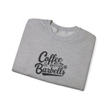 Coffee & Barbells - Unisex Heavy Blend™ Crewneck Sweatshirt - Black Logo on Front