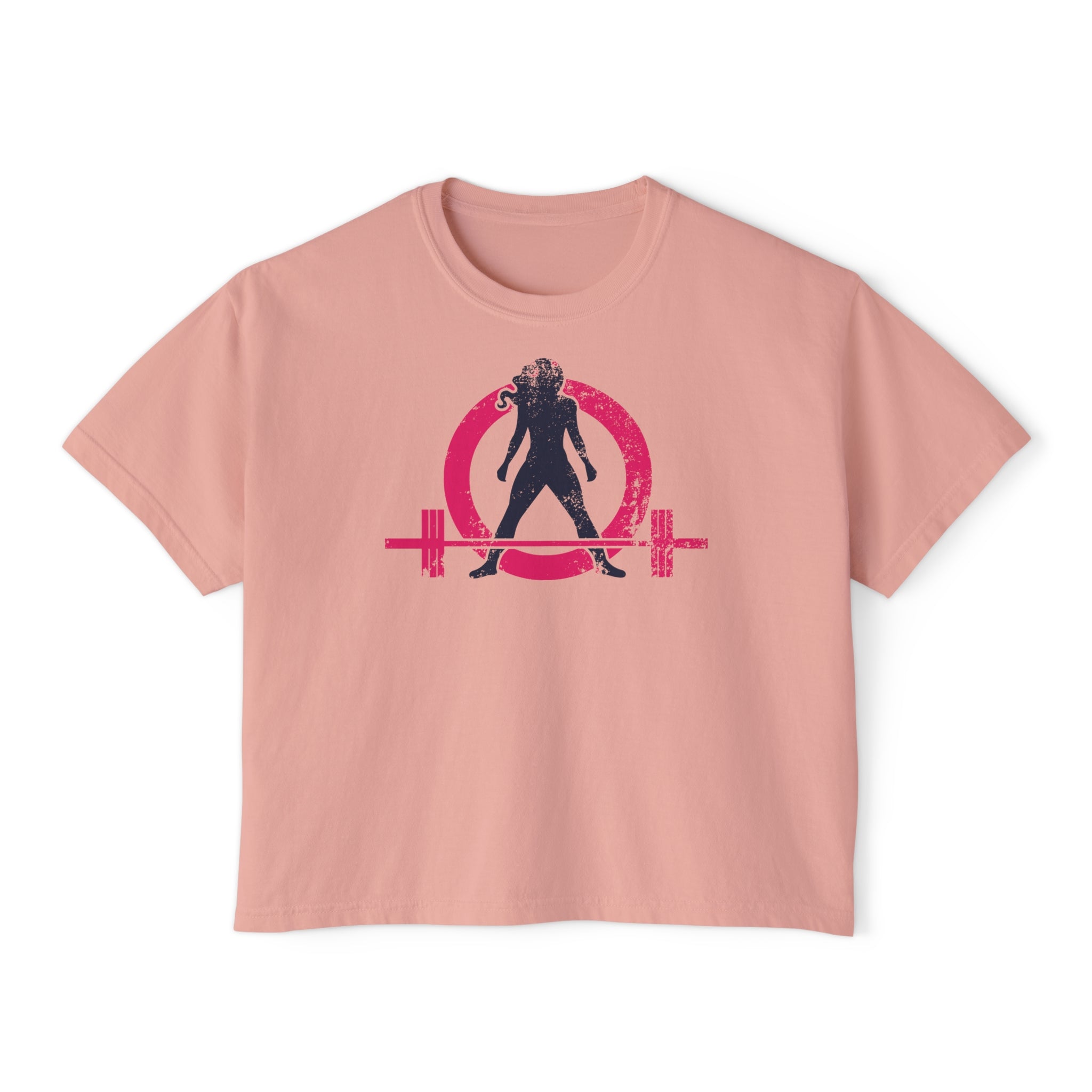 Women's Boxy Tee - Color Distressed Logo Front Plain Back