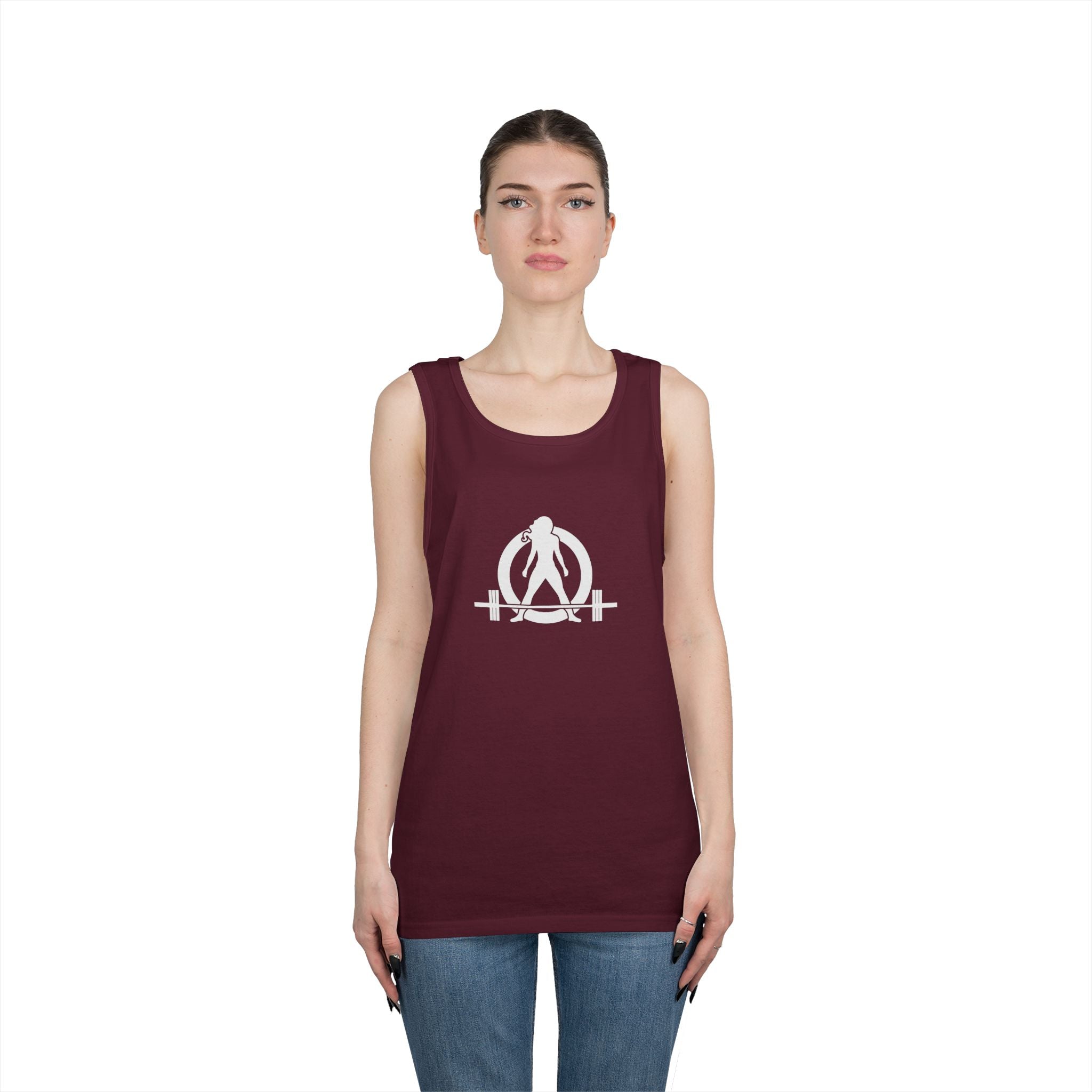 Unisex Heavy Cotton Tank Top -  White Logo - Kick Your Ass