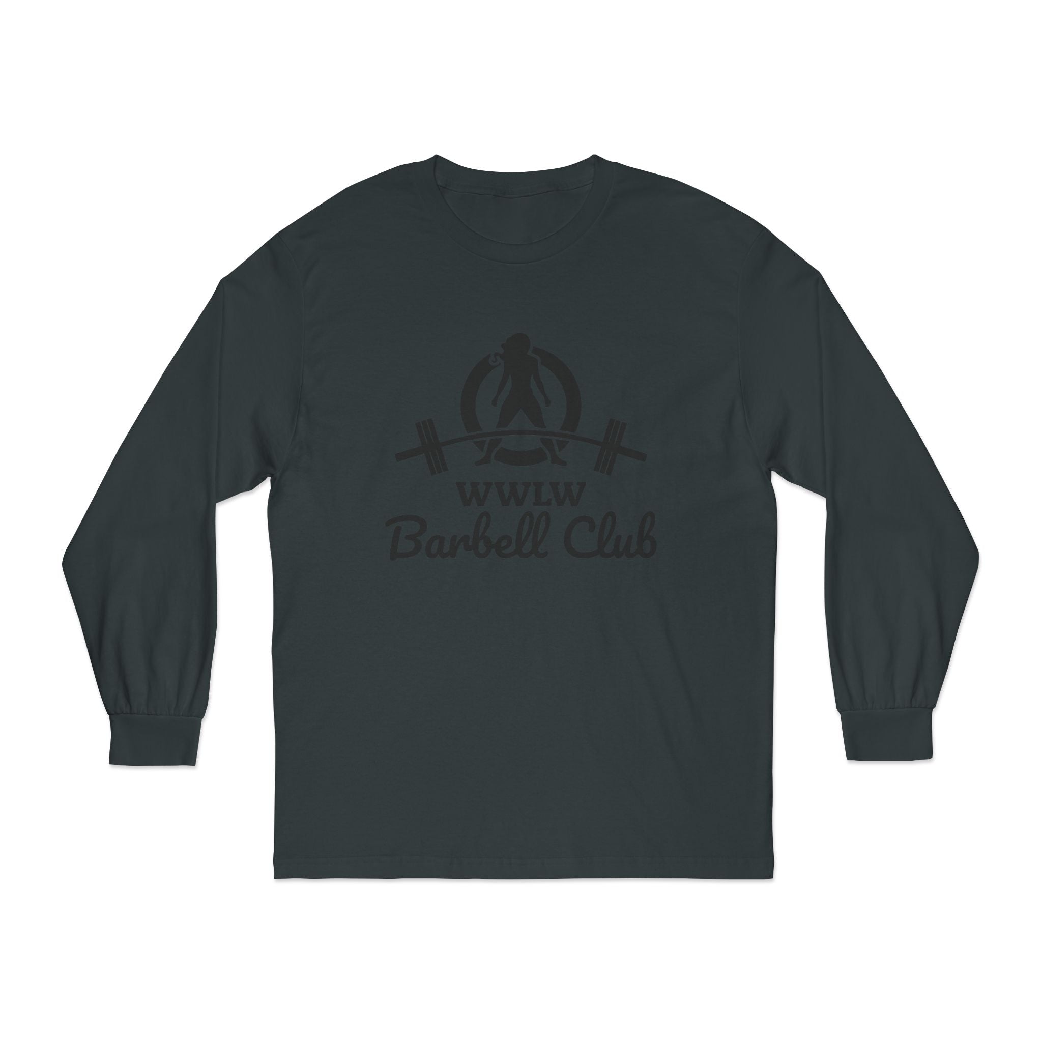 WWLW Barbell Club - Unisex Long Sleeve T-Shirt - Black Logo
