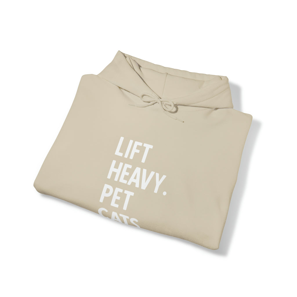 Lift Heavy Pet Cats - Unisex Heavy Blend Hooded Sweatshirt - White Front Logo