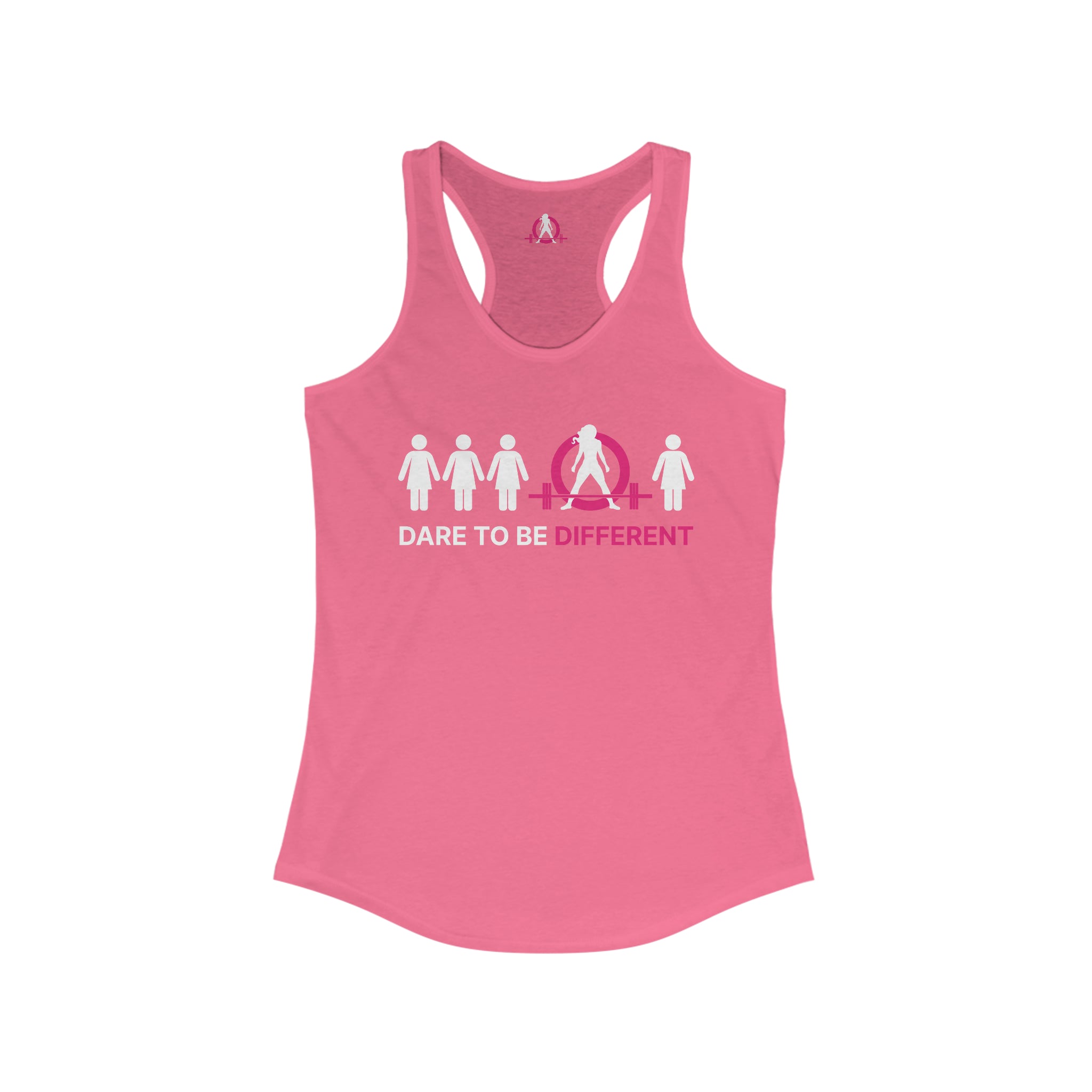 Dare To Be Different - Deadlift - Women's Ideal Racerback Tank - Front Logo and Small Back Logo
