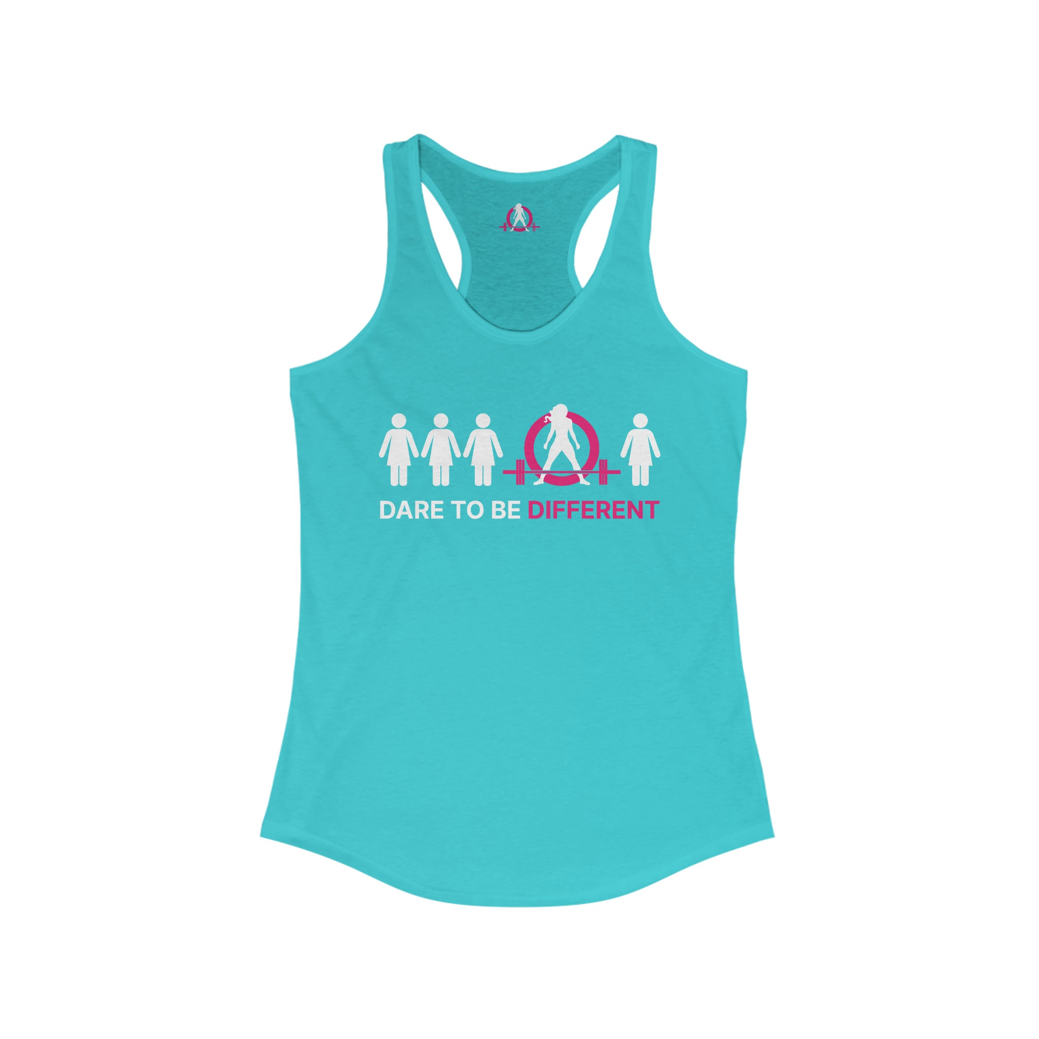 Dare To Be Different - Deadlift - Women's Ideal Racerback Tank - Front Logo and Small Back Logo