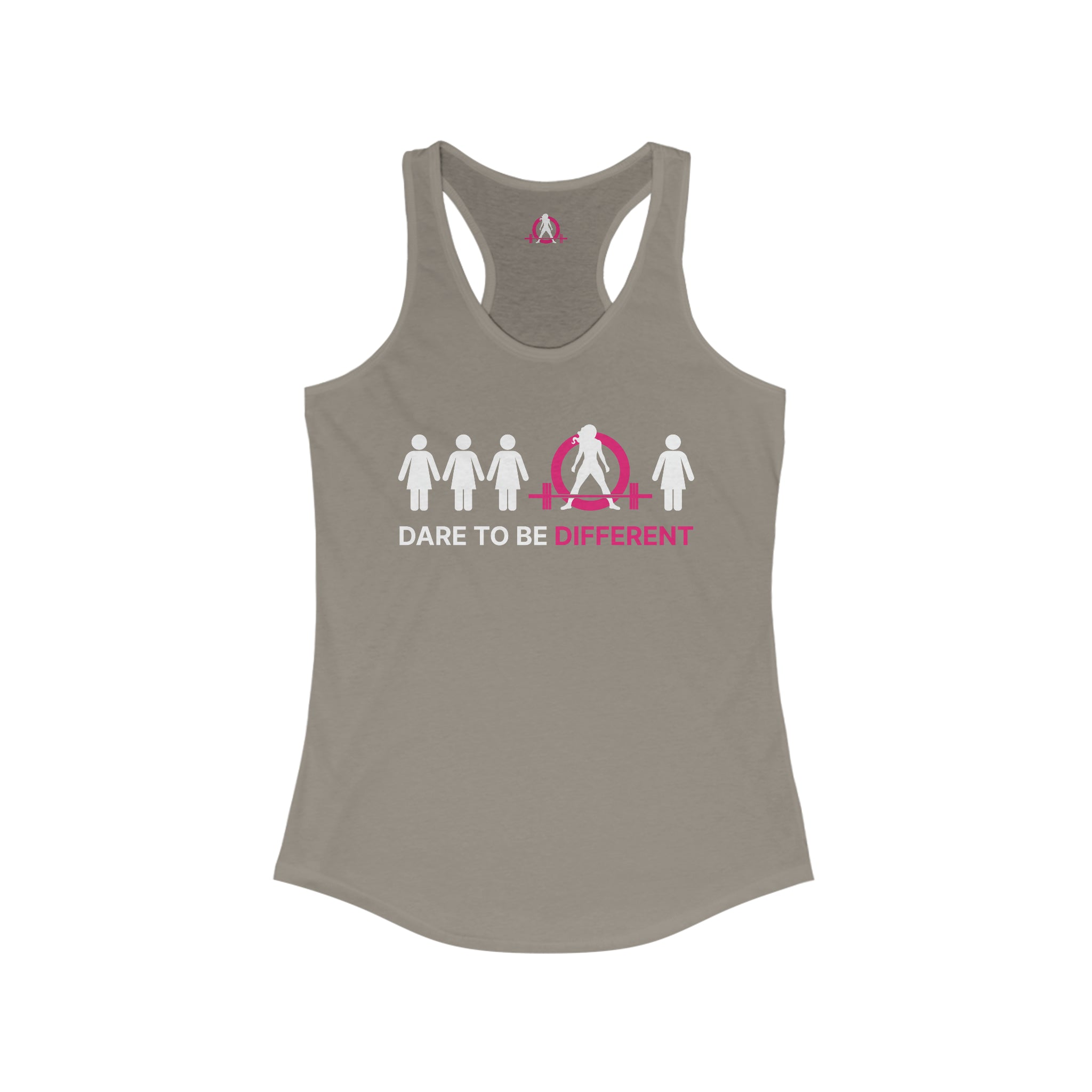 Dare To Be Different - Deadlift - Women's Ideal Racerback Tank - Front Logo and Small Back Logo