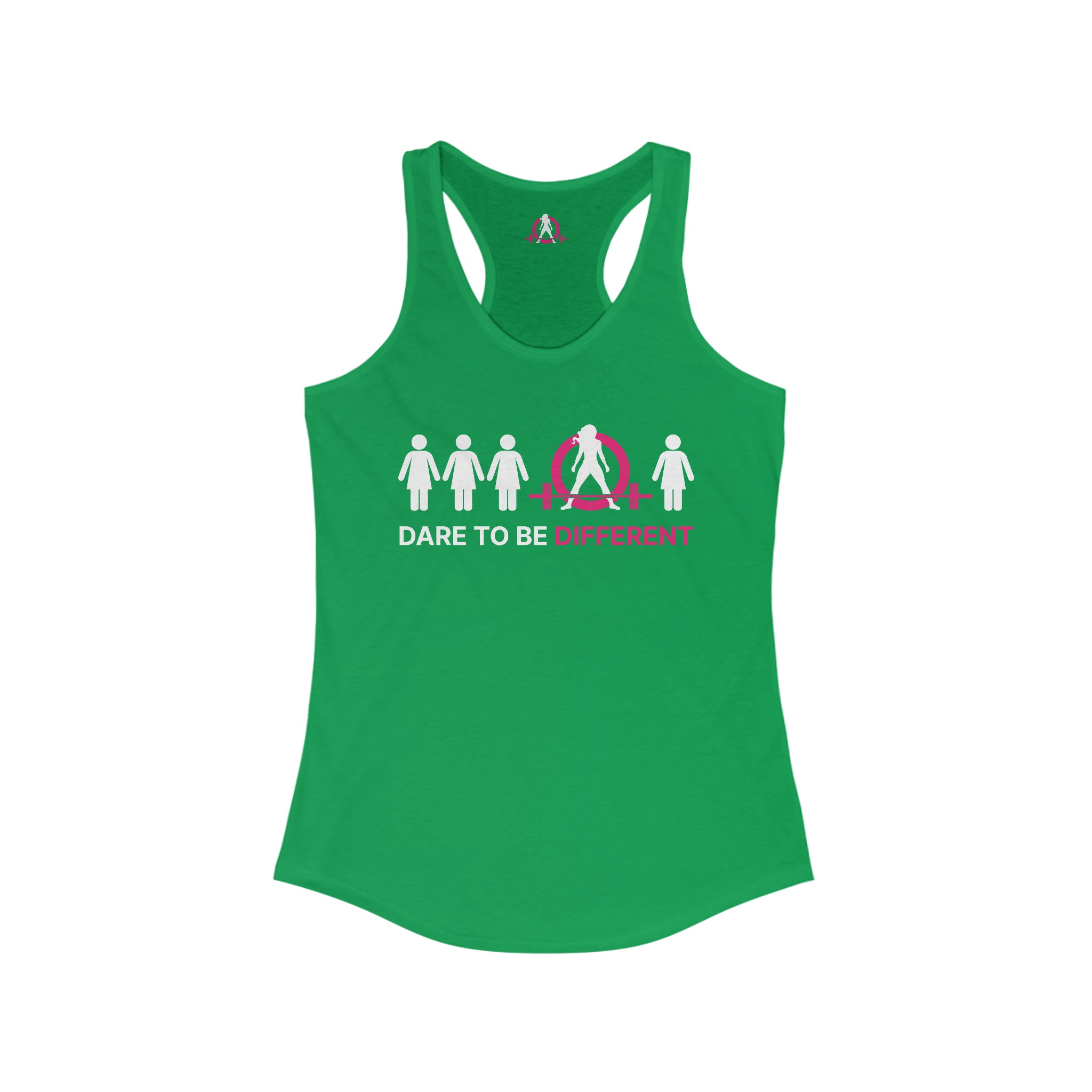 Dare To Be Different - Deadlift - Women's Ideal Racerback Tank - Front Logo and Small Back Logo