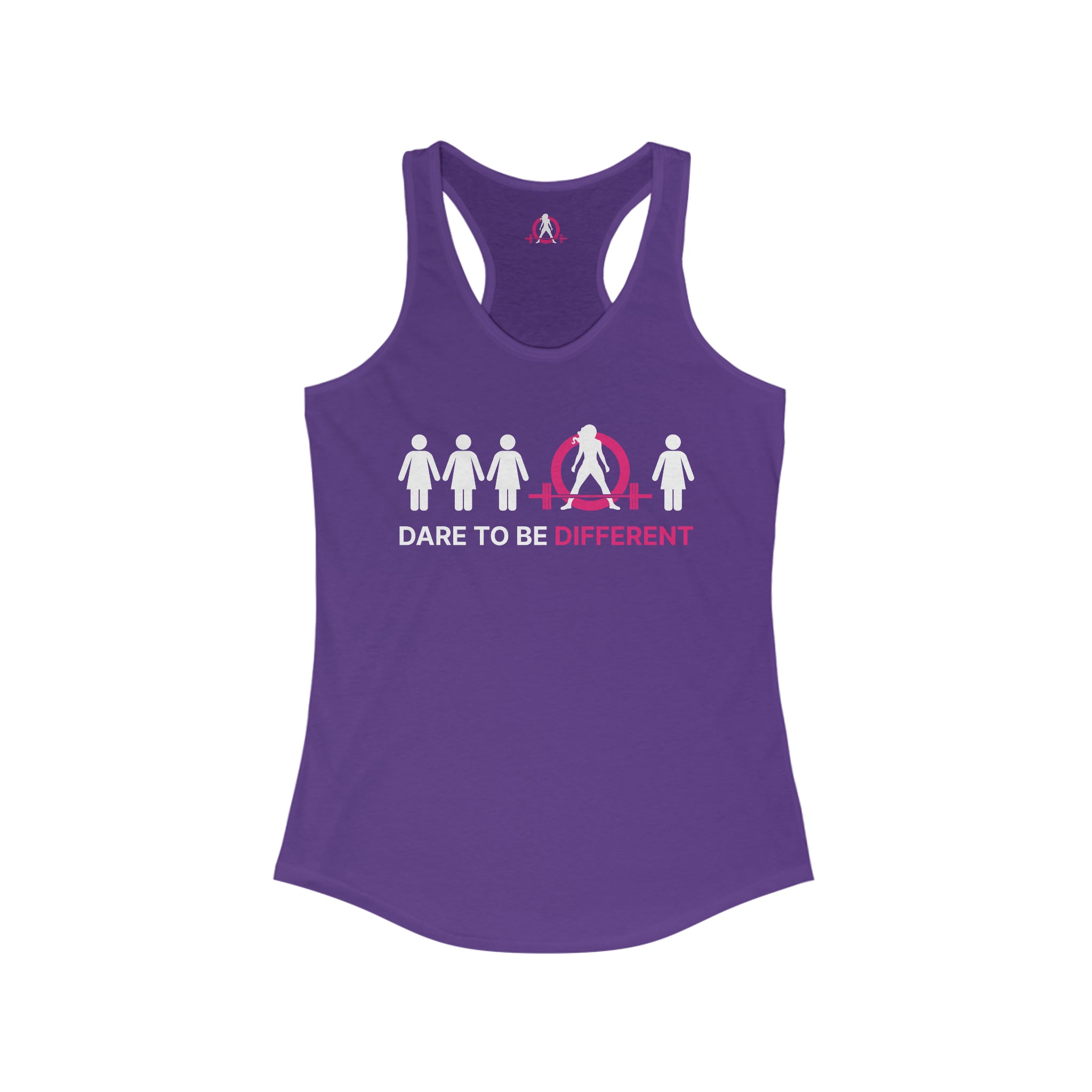 Dare To Be Different - Deadlift - Women's Ideal Racerback Tank - Front Logo and Small Back Logo