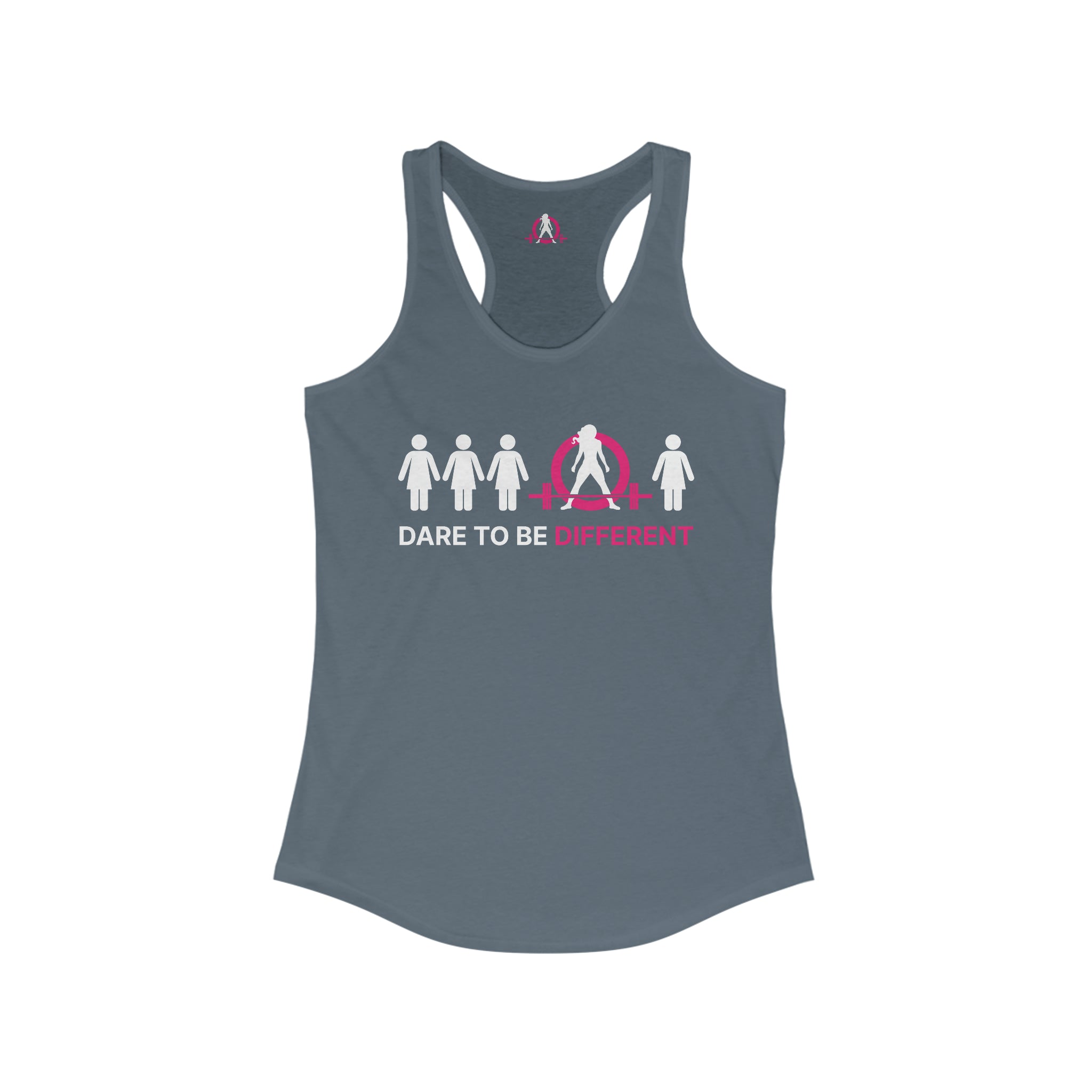 Dare To Be Different - Deadlift - Women's Ideal Racerback Tank - Front Logo and Small Back Logo