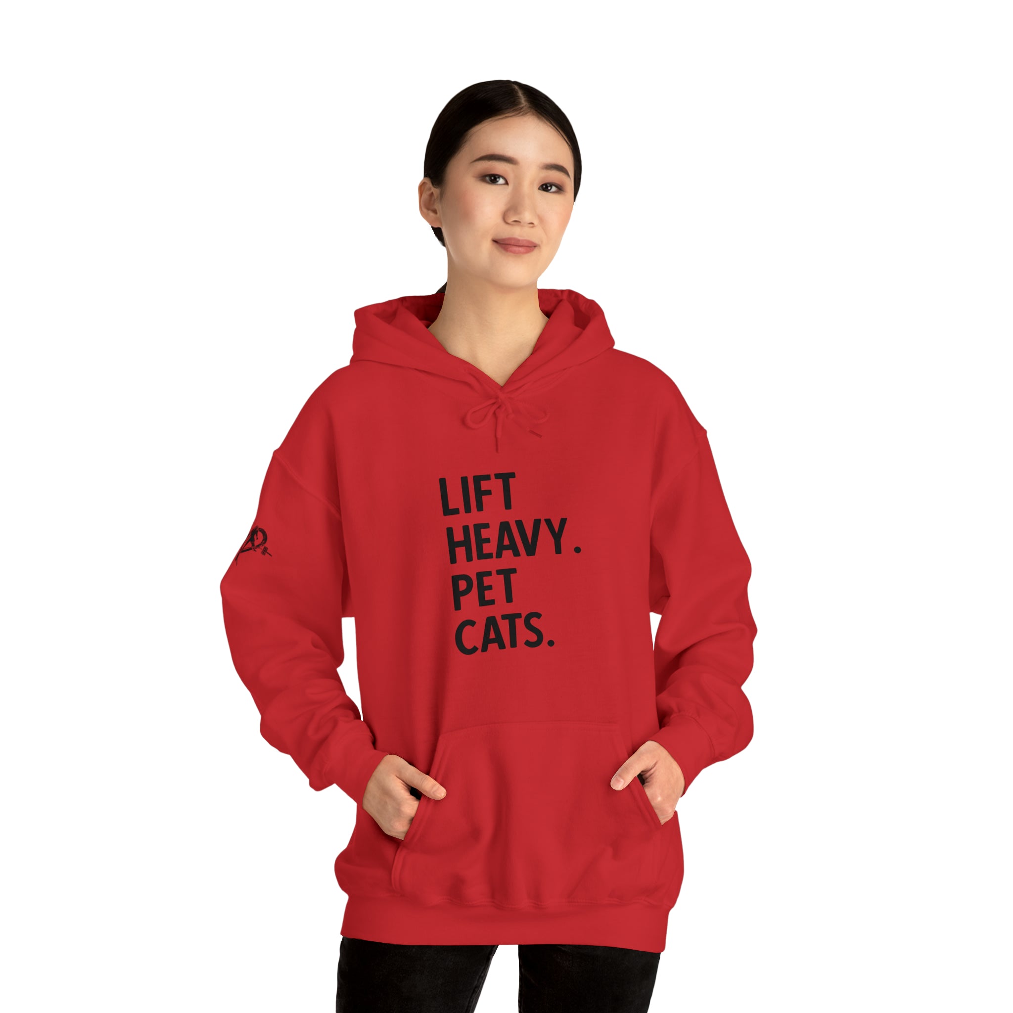 Lift Heavy Pet Cats - Unisex Heavy Blend Hooded Sweatshirt - Black Logo