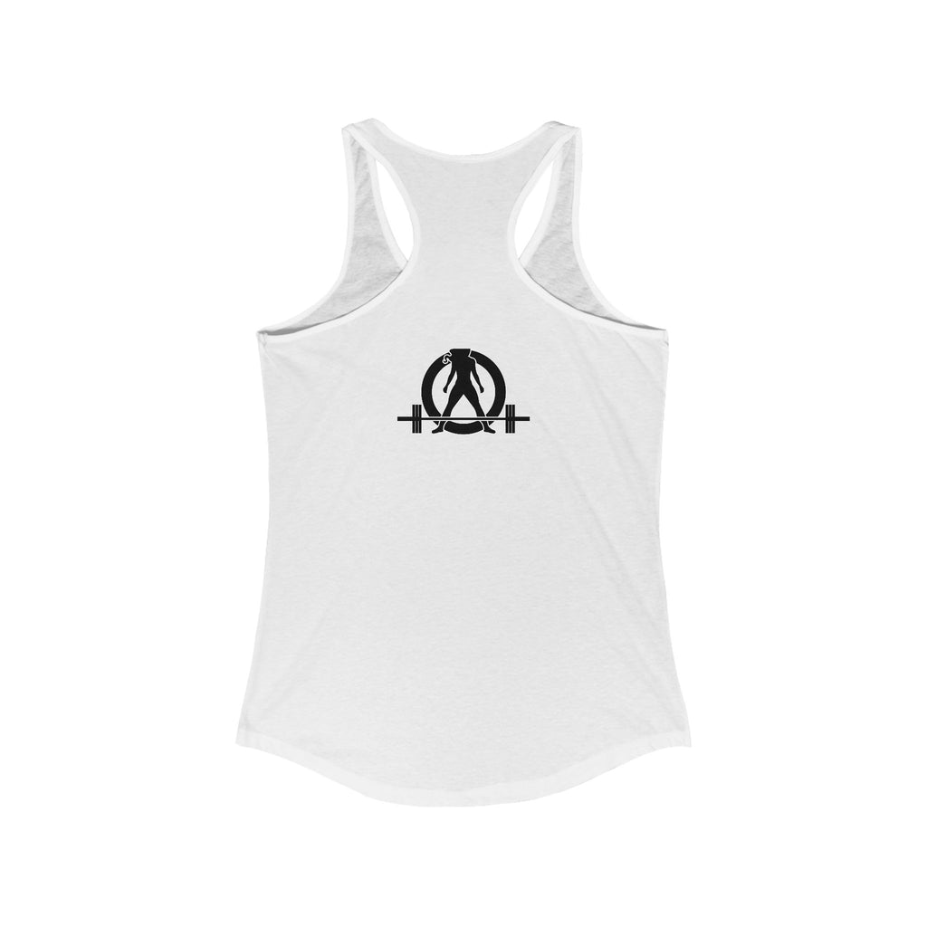 Coffee and a Barbell - Women's Ideal Racerback Tank - Dark Logo - Front Chest -  WWLW Logo Back