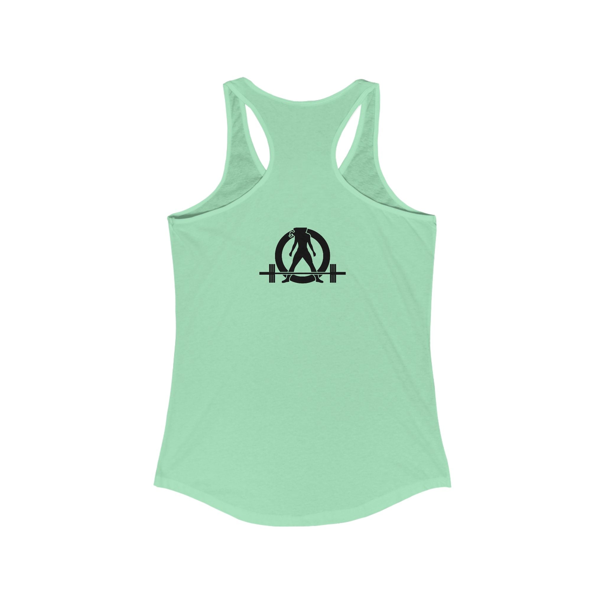 Coffee and a Barbell - Women's Ideal Racerback Tank - Dark Logo - Front Chest -  WWLW Logo Back