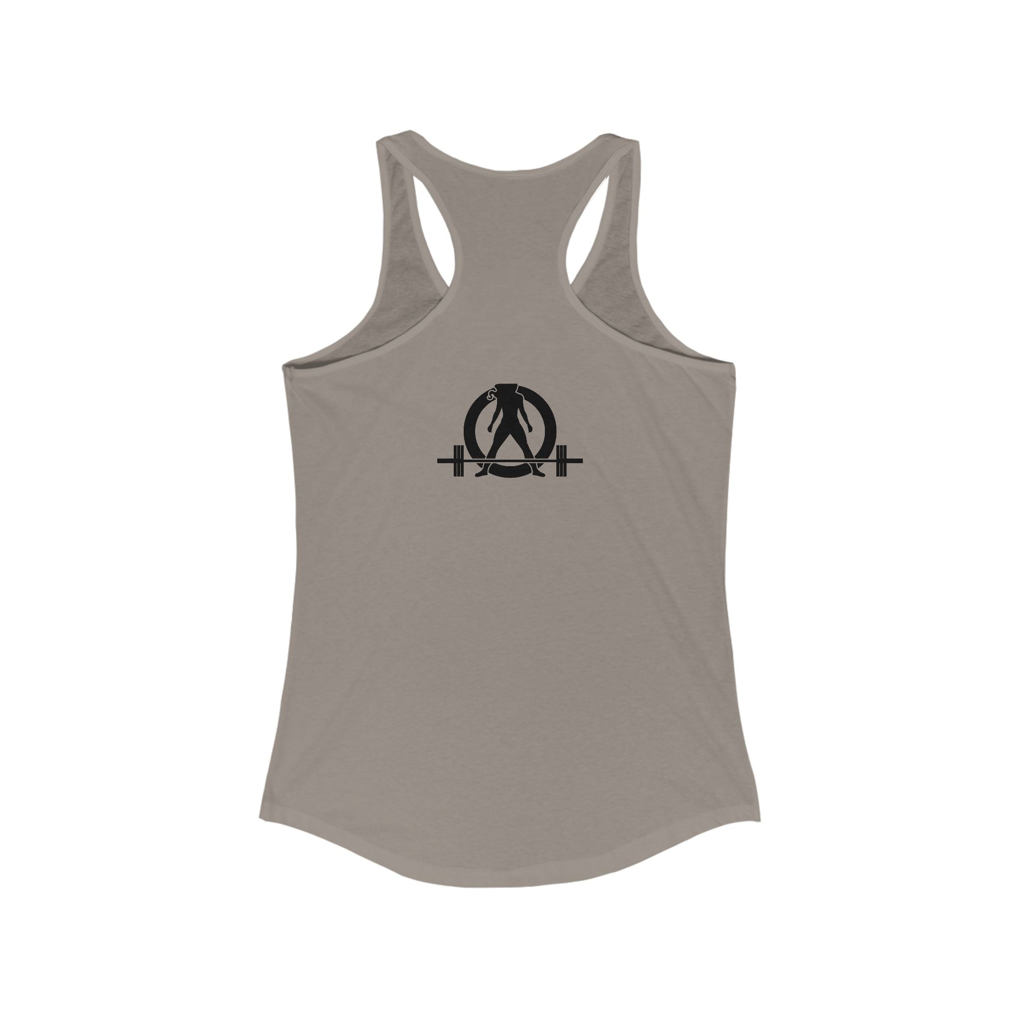 Coffee and a Barbell - Women's Ideal Racerback Tank - Dark Logo - Front Chest -  WWLW Logo Back