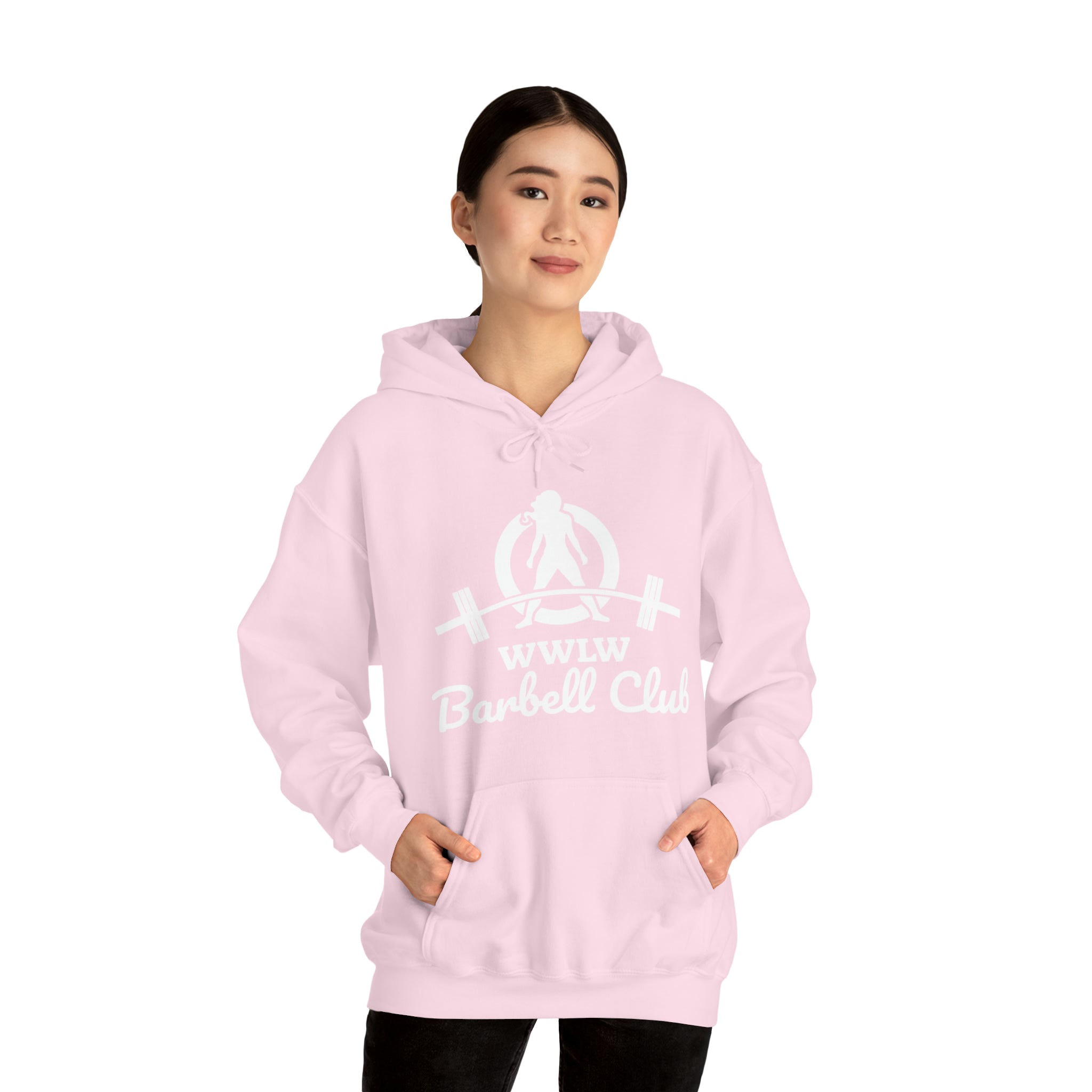 Barbell Club Classic Logo White - Unisex Heavy Blend Hooded Sweatshirt (BEST SELLER)