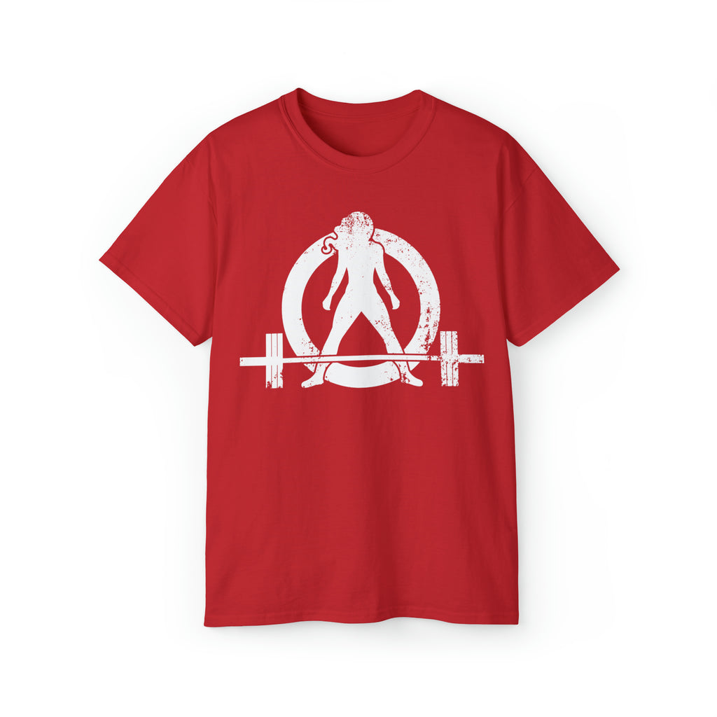 Unisex Ultra Cotton Tee - Distressed White Logo - Plain Back