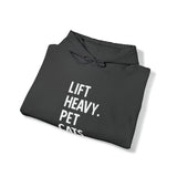 Lift Heavy Pet Cats - Unisex Heavy Blend Hooded Sweatshirt - White Front Logo